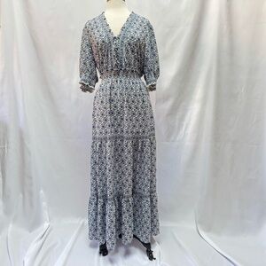 Max Studio Navy Floral Midi Dress